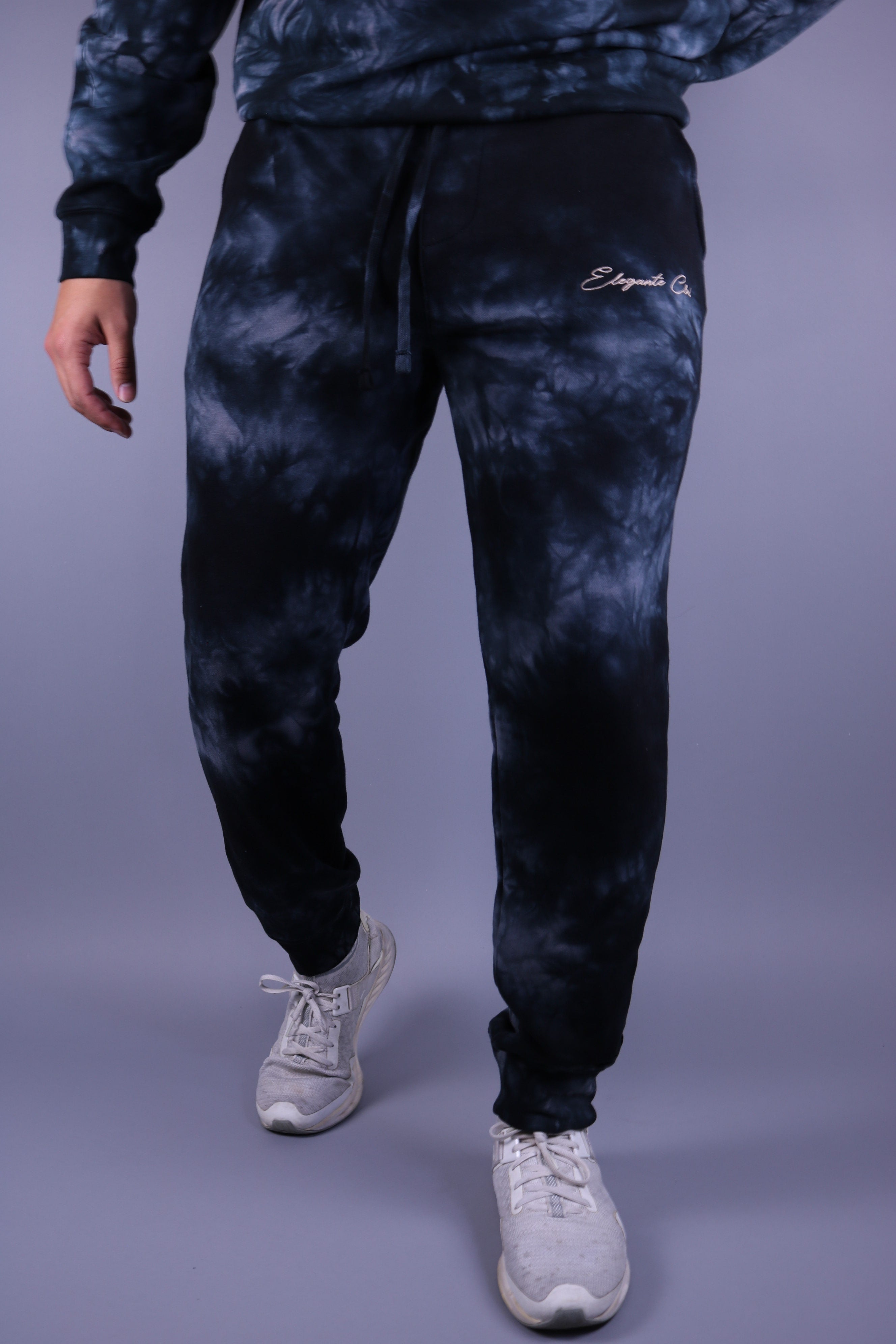 Elegante & CO - Oscuro Crystal Tie Dye Joggers (Black)